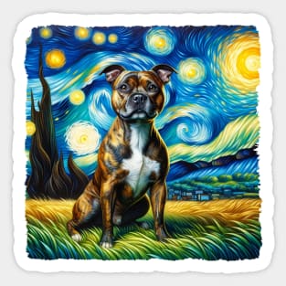 Starry Staffordshire Bull Terrier Dog Portrait - Pet Portrait Sticker